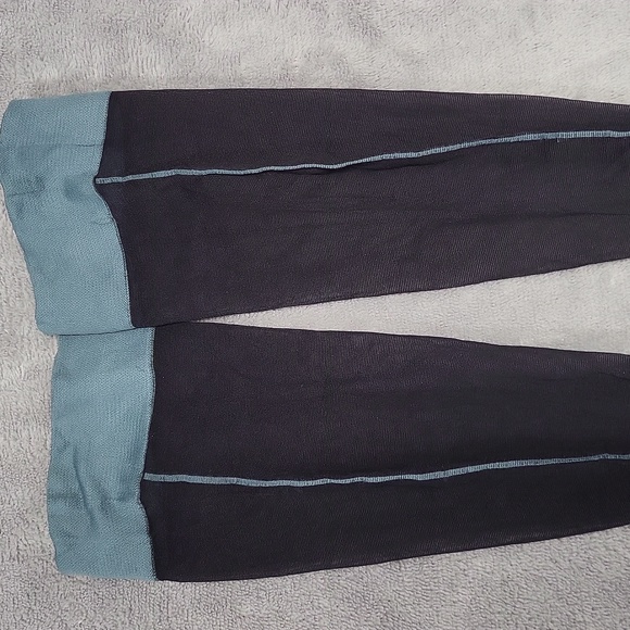NWOT Seamed Black and Teal Blue Trouser Hosiery - Picture 3 of 6
